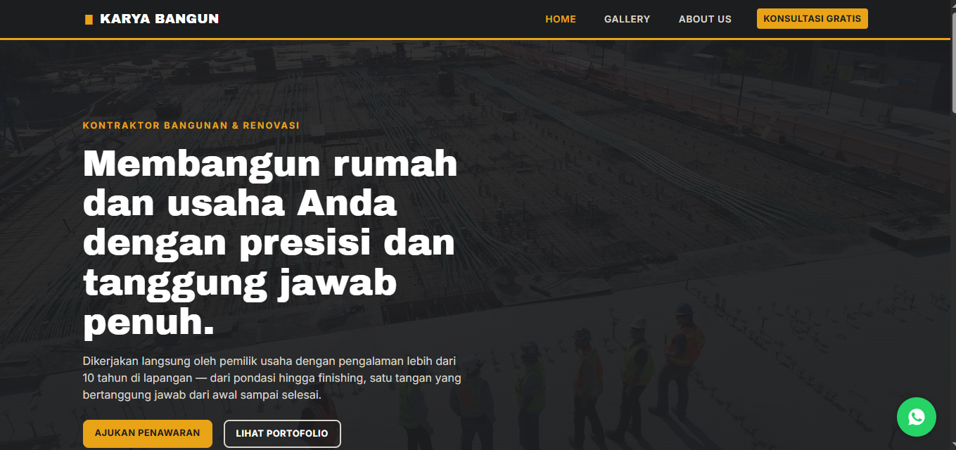 Tampilan website Karya Bangun